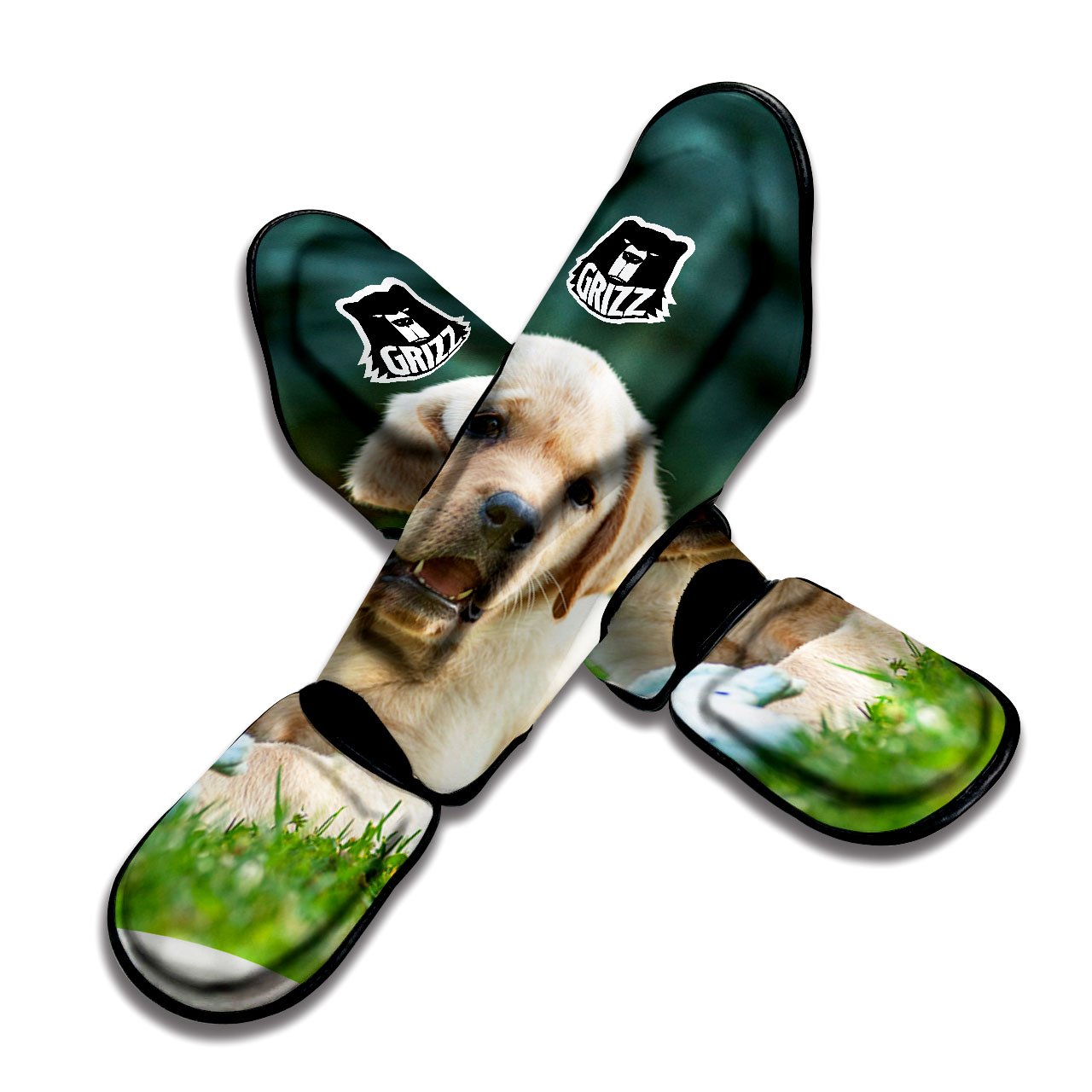 Puppy And Labrador Retriever Print Muay Thai Shin Guards-grizzshop