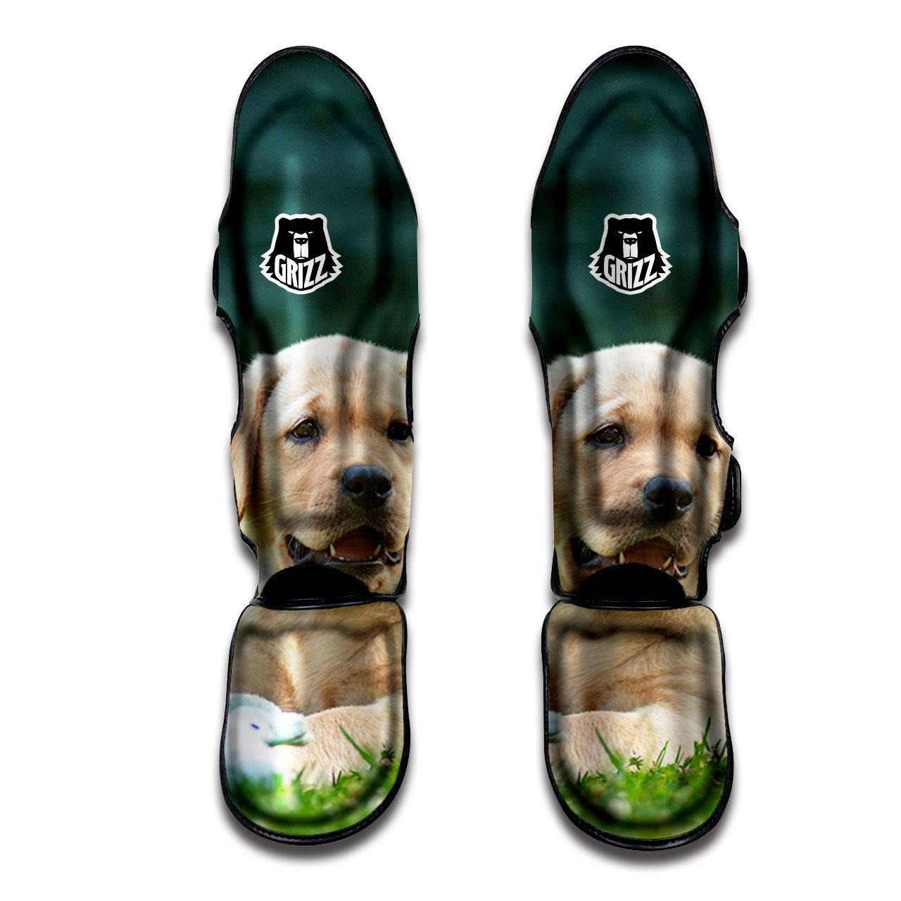 Puppy And Labrador Retriever Print Muay Thai Shin Guards-grizzshop