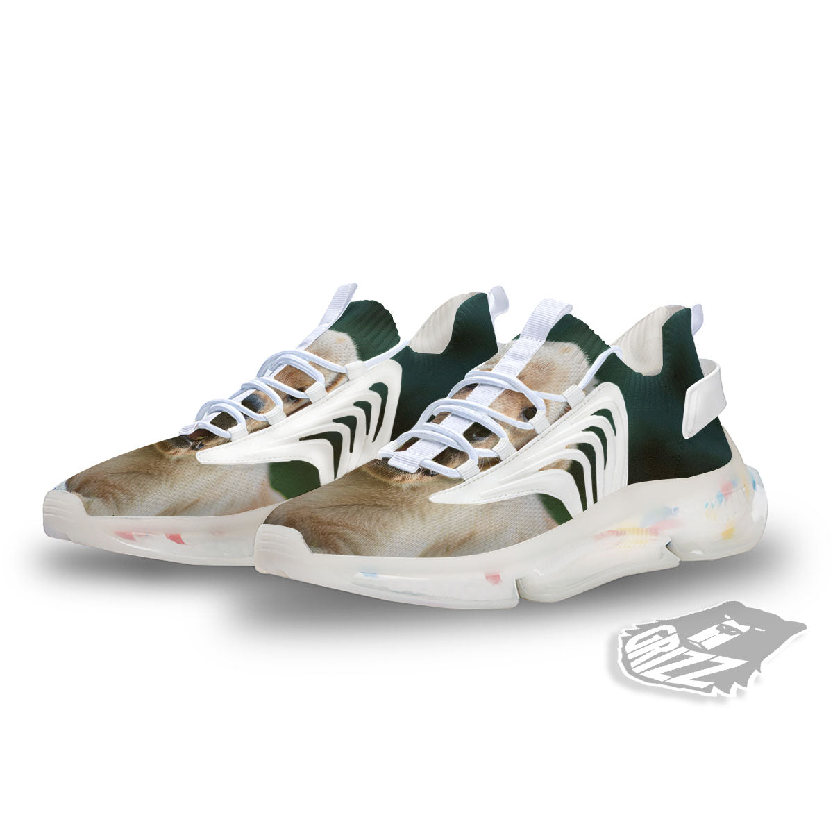 Puppy And Labrador Retriever Print White Gym Shoes-grizzshop