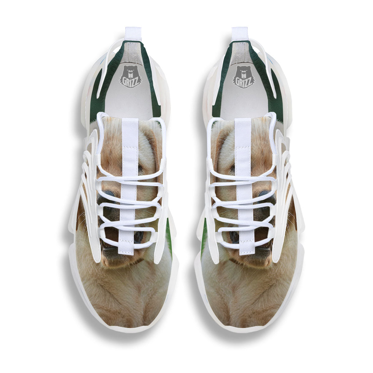 Puppy And Labrador Retriever Print White Gym Shoes-grizzshop