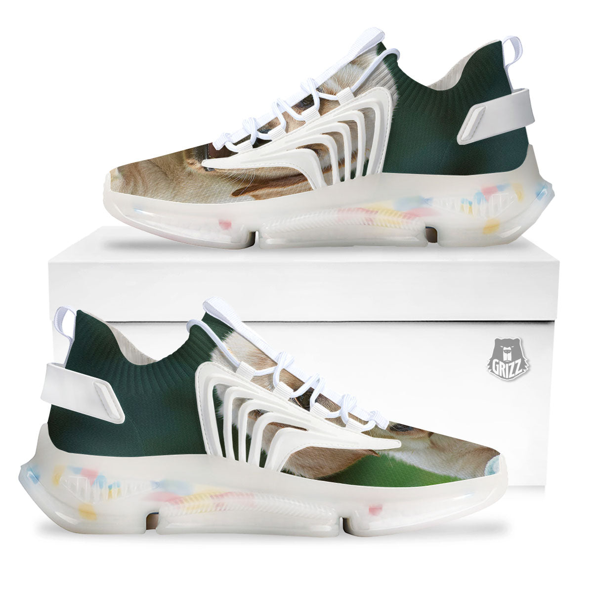 Puppy And Labrador Retriever Print White Gym Shoes-grizzshop