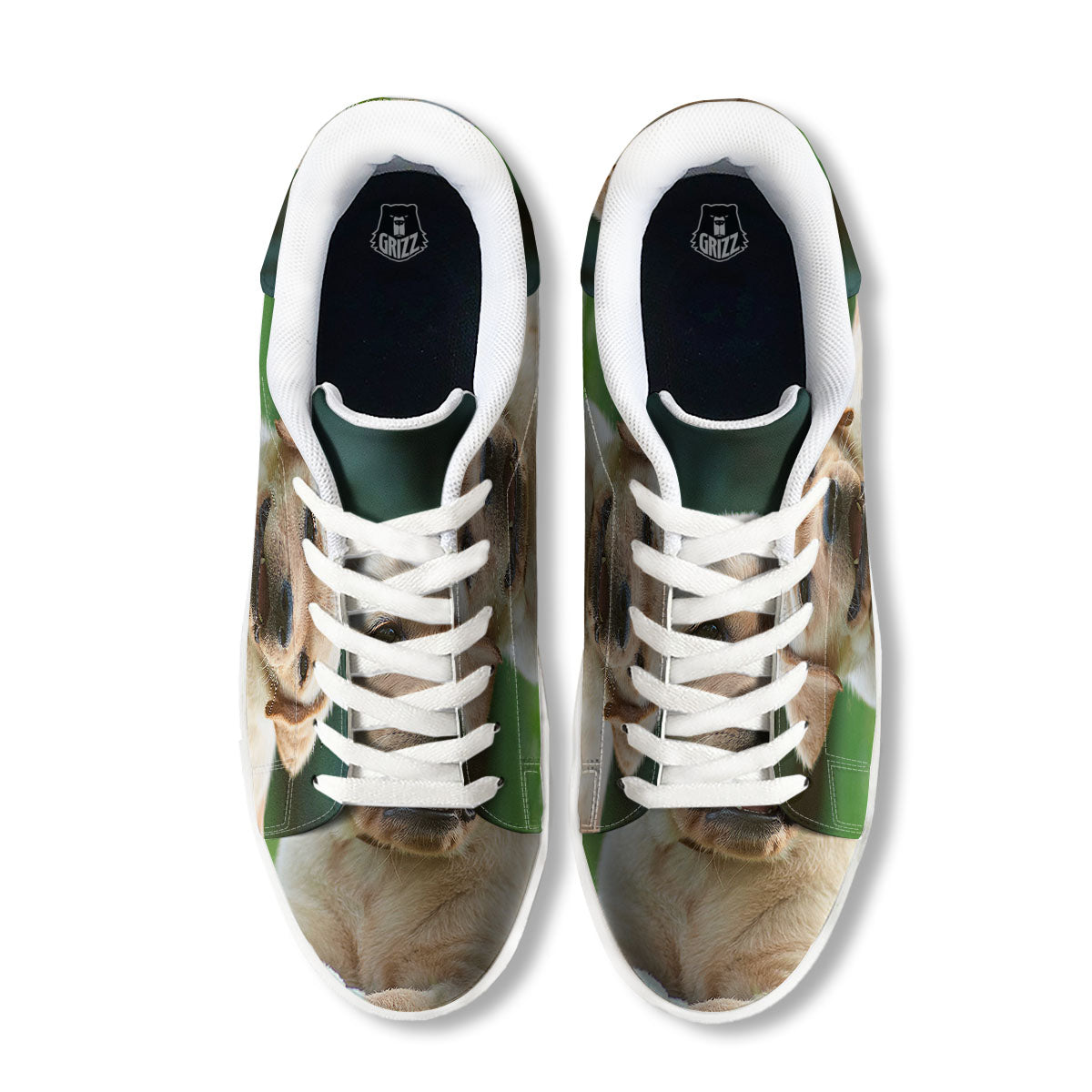 Puppy And Labrador Retriever Print White Low Top Sneakers-grizzshop