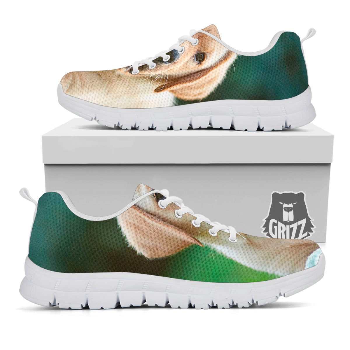 Puppy And Labrador Retriever Print White Sneaker-grizzshop