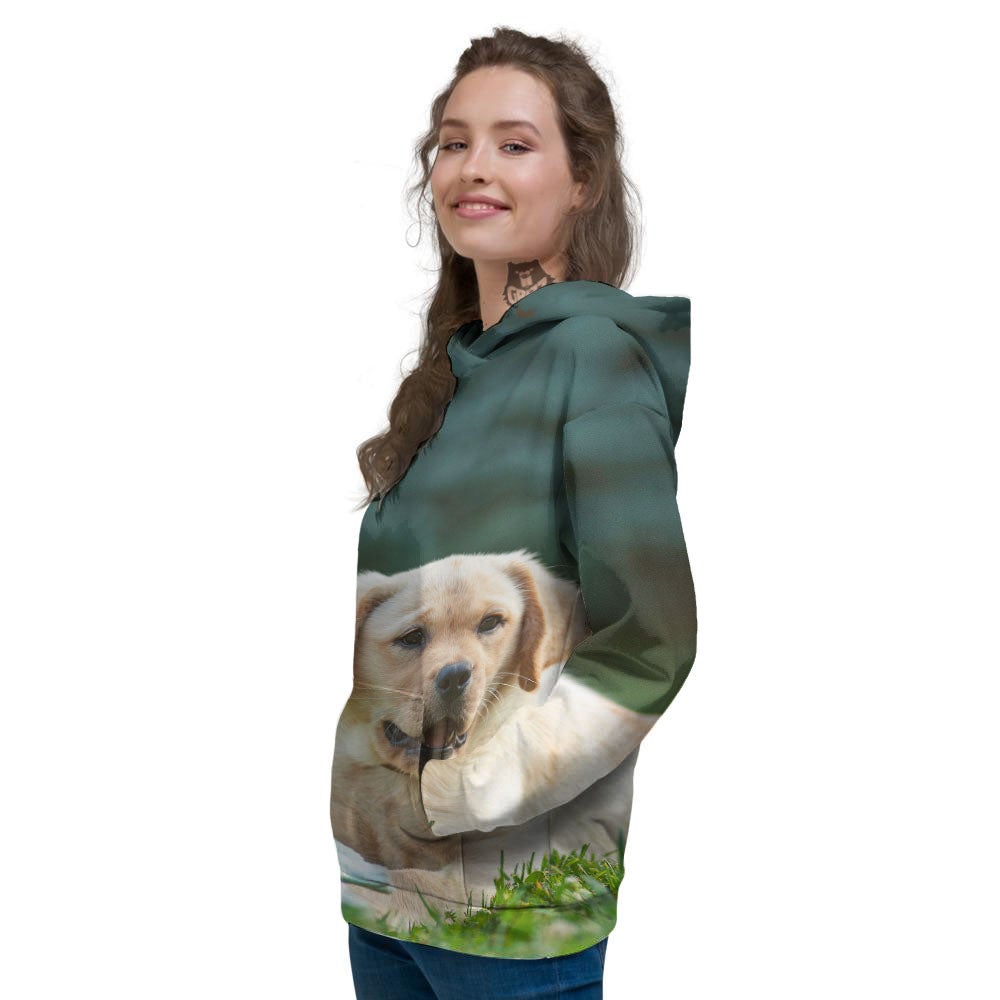Puppy And Labrador Retriever Print Women's Hoodie-grizzshop