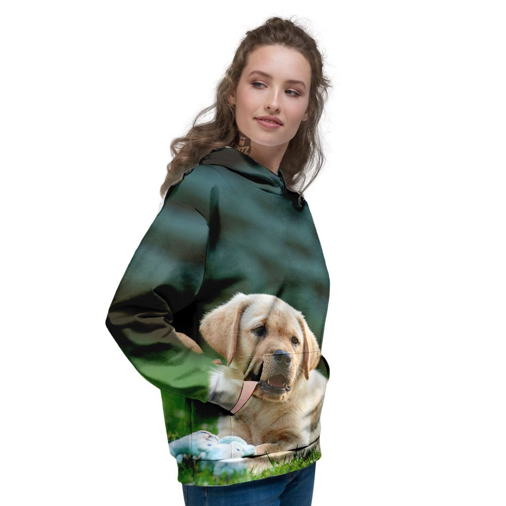 Puppy And Labrador Retriever Print Women's Hoodie-grizzshop