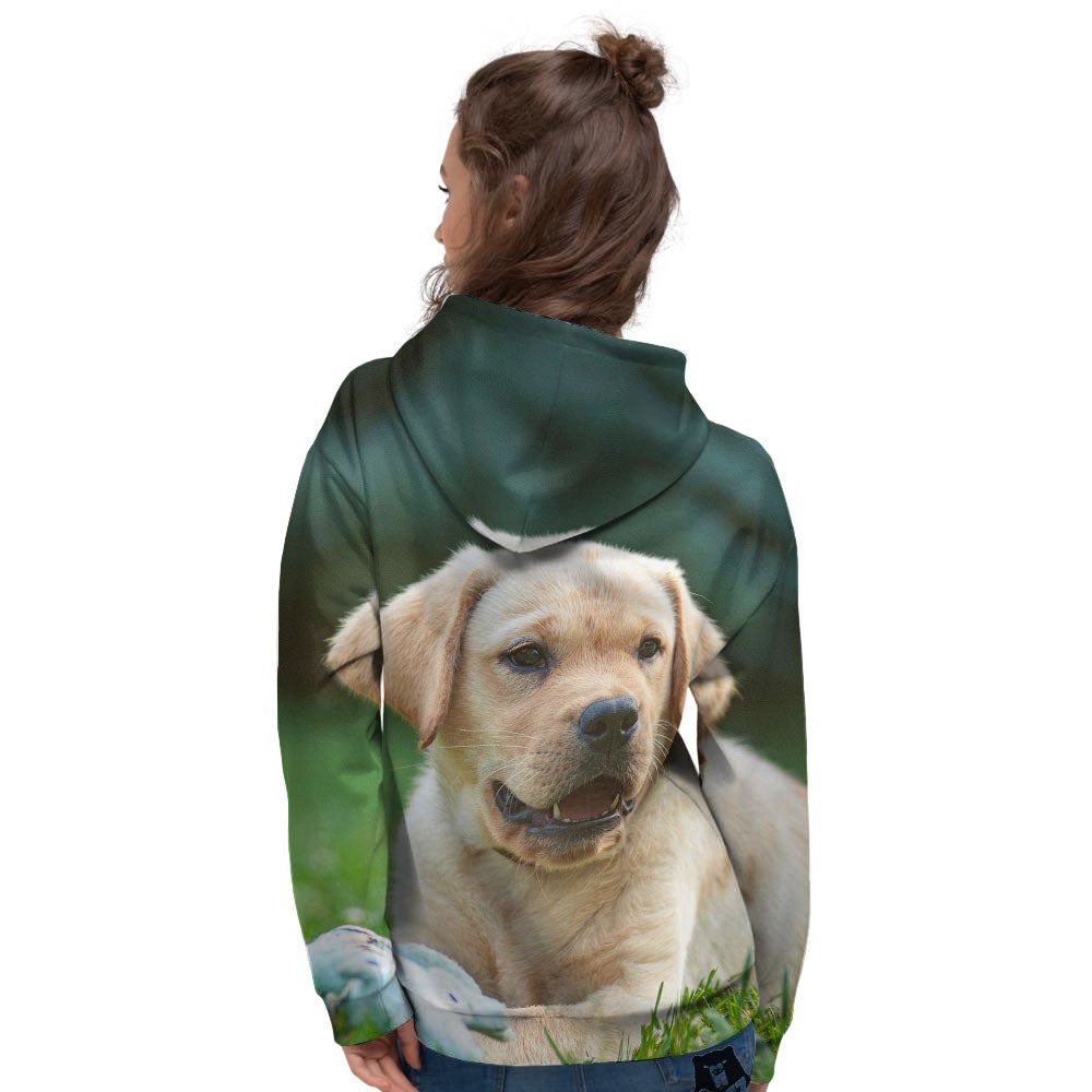 Puppy And Labrador Retriever Print Women's Hoodie-grizzshop