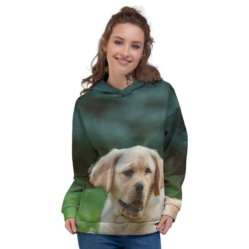 Puppy And Labrador Retriever Print Women's Hoodie-grizzshop