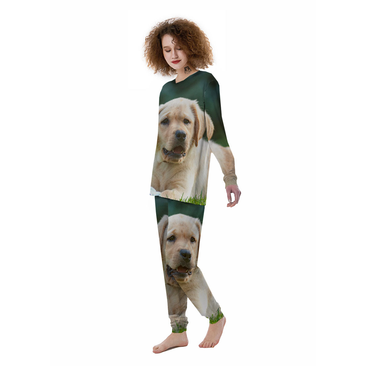 Puppy And Labrador Retriever Print Women's Pajamas-grizzshop