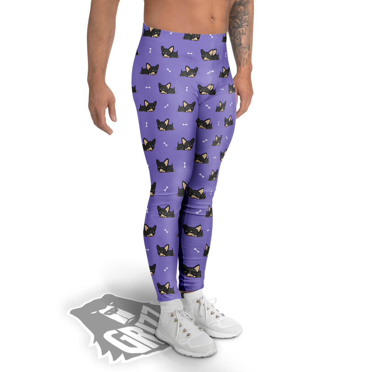 Puppy Chihuahua Print Pattern Men's Leggings-grizzshop
