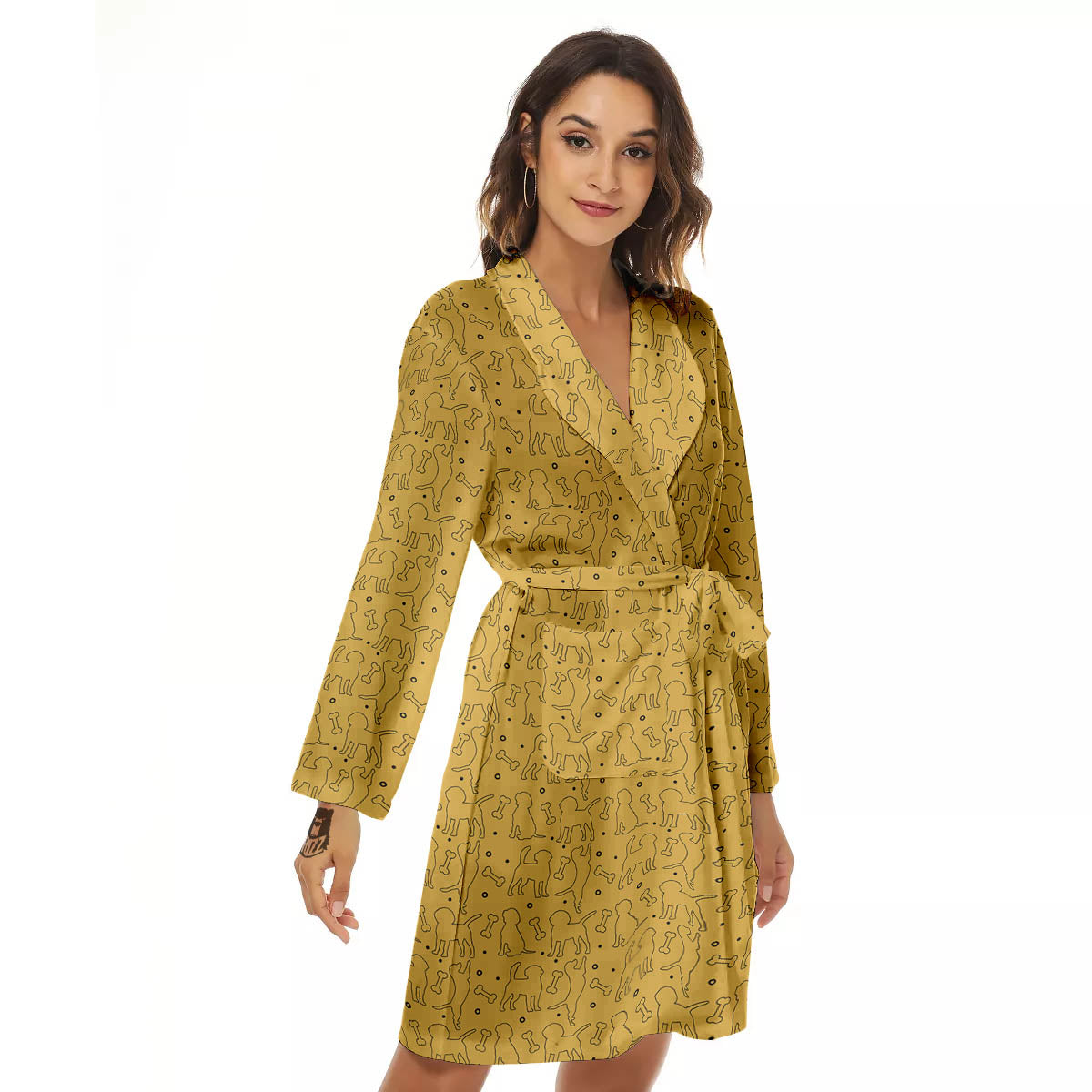 Puppy Cute Beagle Print Pattern Women's Robe-grizzshop