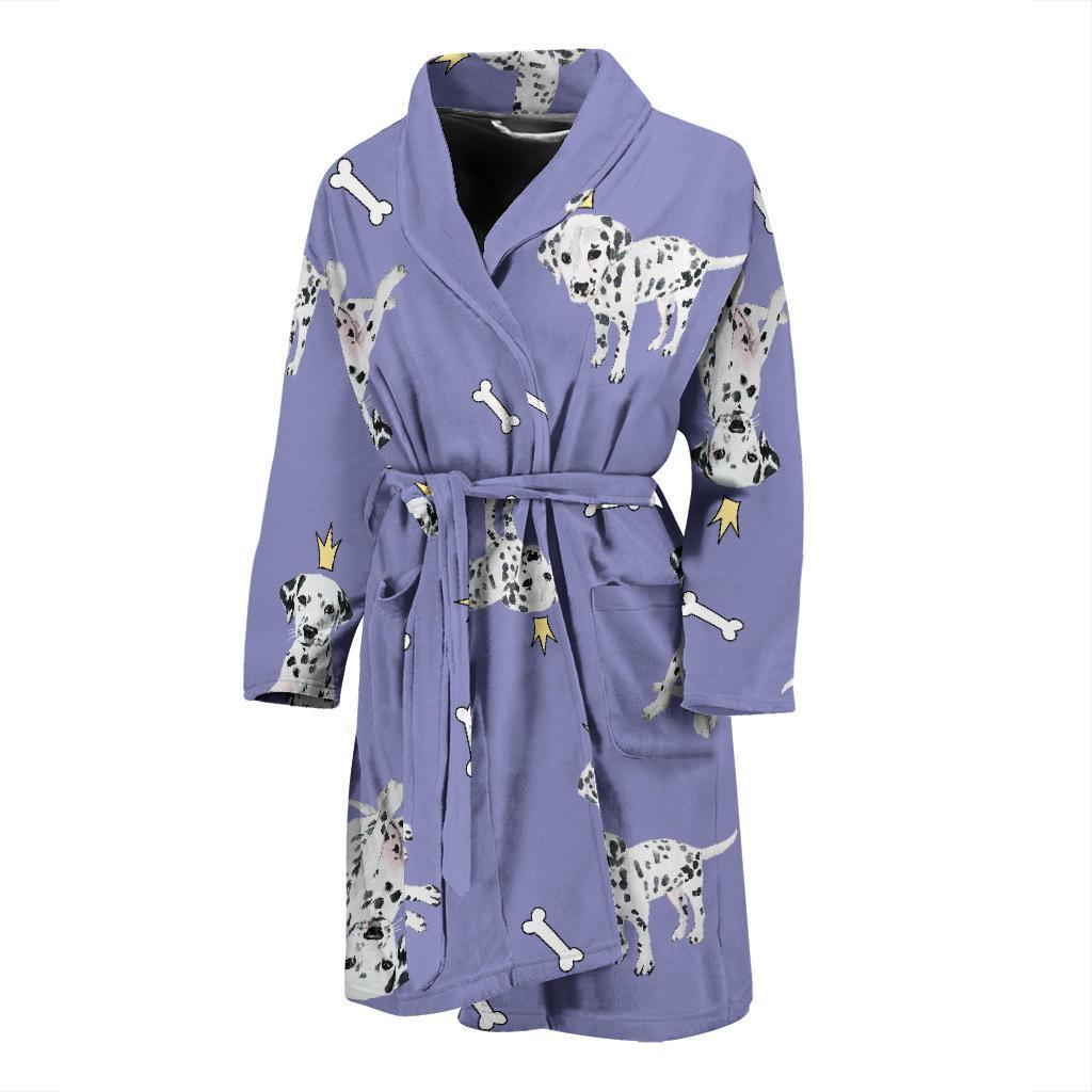 Puppy Dalmatian Dog Pattern Print Men Long Robe-grizzshop