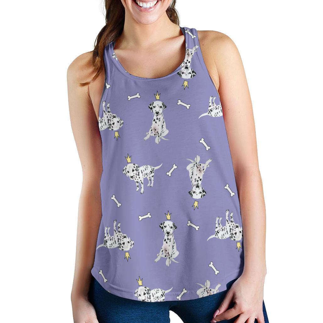 Puppy Dalmatian Dog Pattern Print Racerback Tank Tops-grizzshop