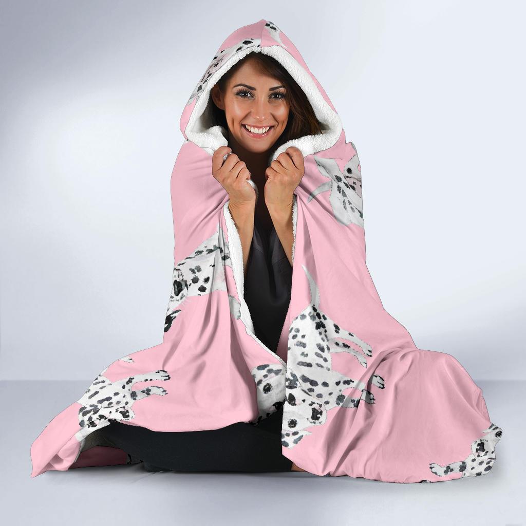 Puppy Dog Dalmatian Pattern Print Hooded Blanket-grizzshop