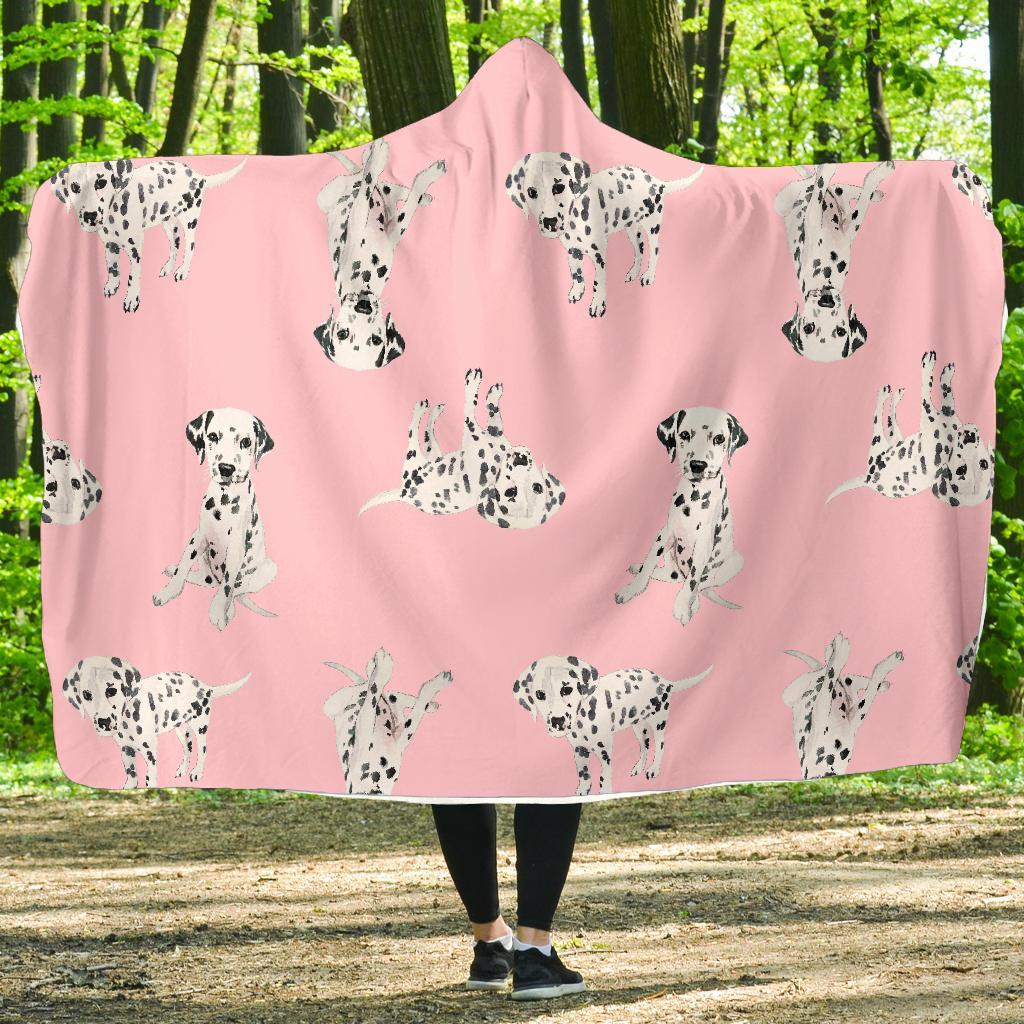 Puppy Dog Dalmatian Pattern Print Hooded Blanket-grizzshop