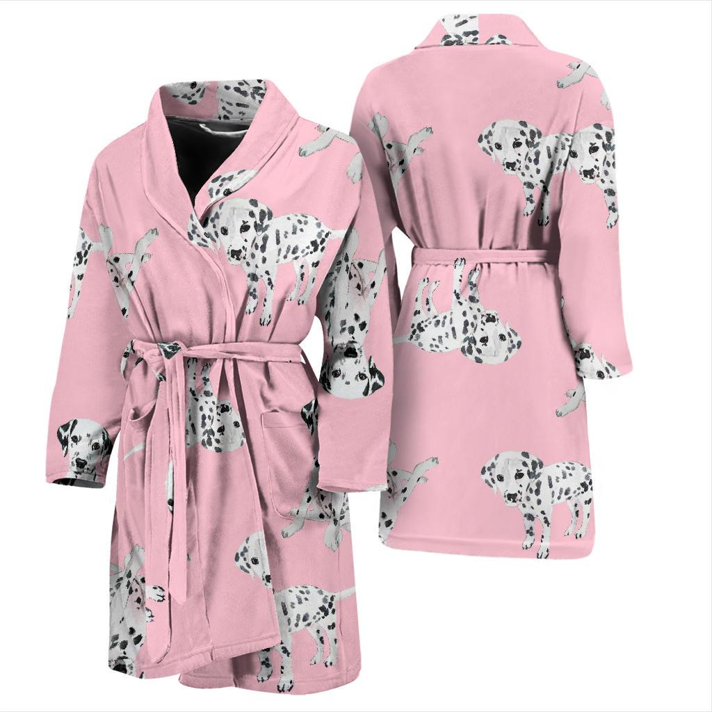Puppy Dog Dalmatian Pattern Print Men Long Robe-grizzshop