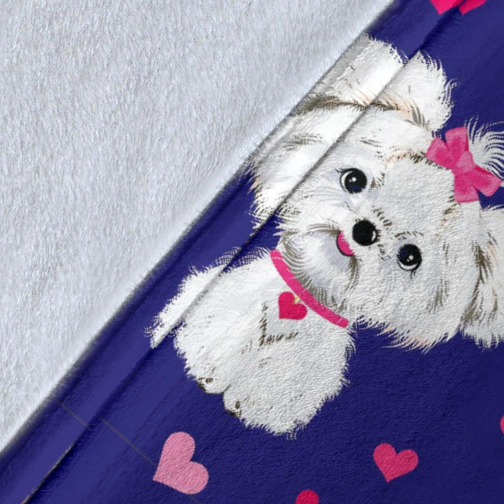 Puppy Dog Maltese Pattern Print Blanket-grizzshop