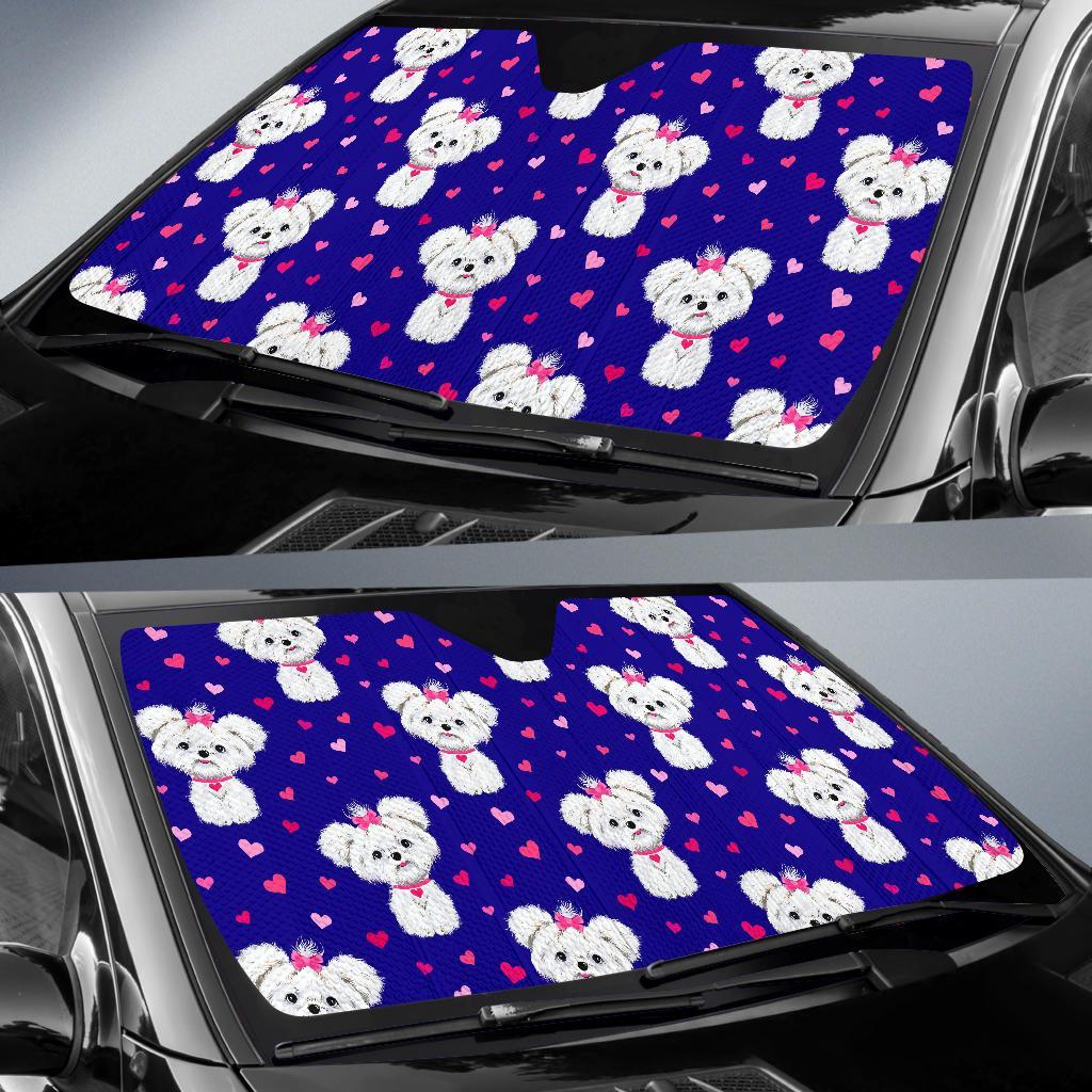 Puppy Dog Maltese Pattern Print Car Sun Shade-grizzshop