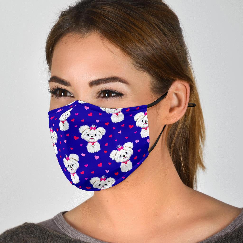 Puppy Dog Maltese Pattern Print Face Mask-grizzshop