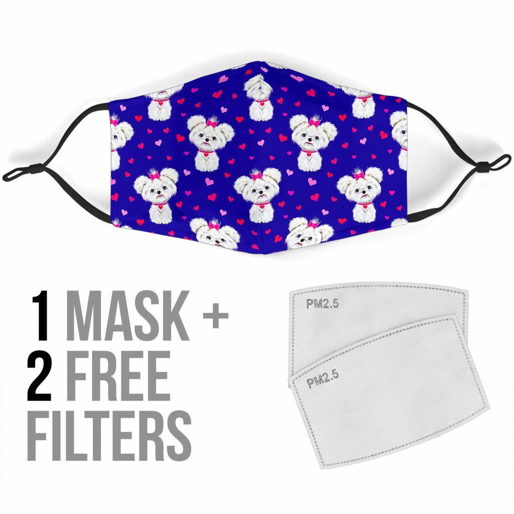 Puppy Dog Maltese Pattern Print Face Mask-grizzshop