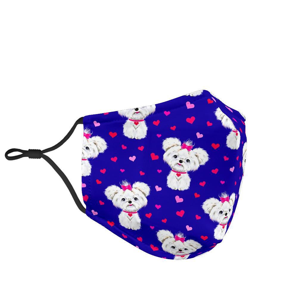 Puppy Dog Maltese Pattern Print Face Mask-grizzshop