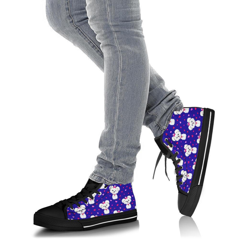Puppy Dog Maltese Pattern Print Men Women's High Top Shoes-grizzshop