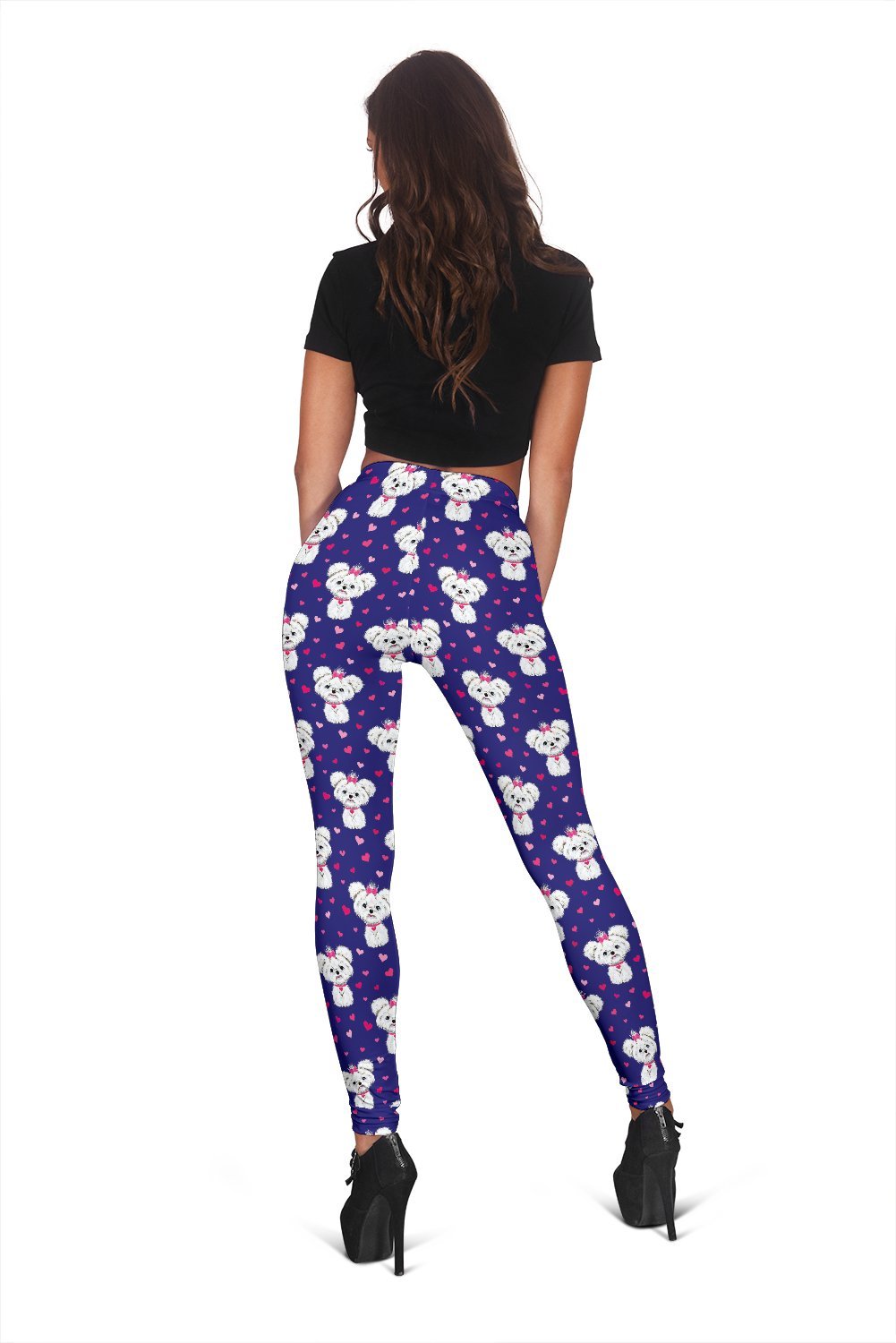 Puppy Dog Maltese Pattern Print Women Leggings-grizzshop