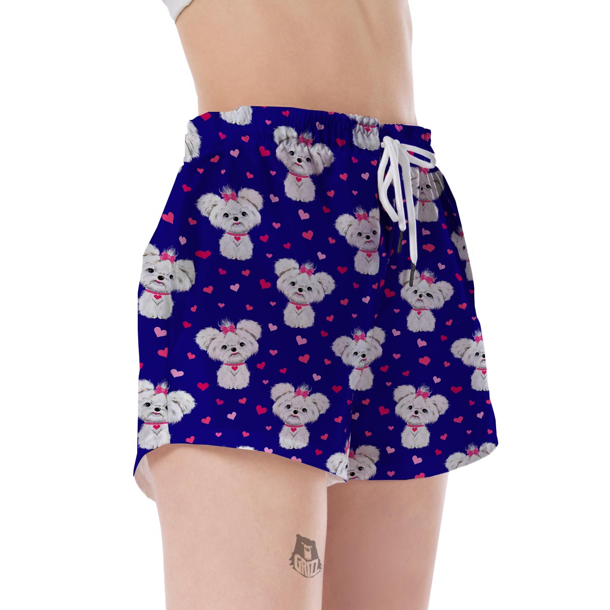 Puppy Dog Maltese Pattern Print Women's Shorts-grizzshop