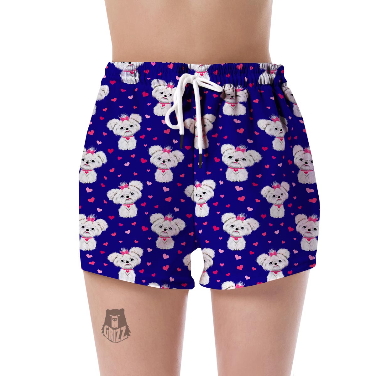Puppy Dog Maltese Pattern Print Women's Shorts-grizzshop