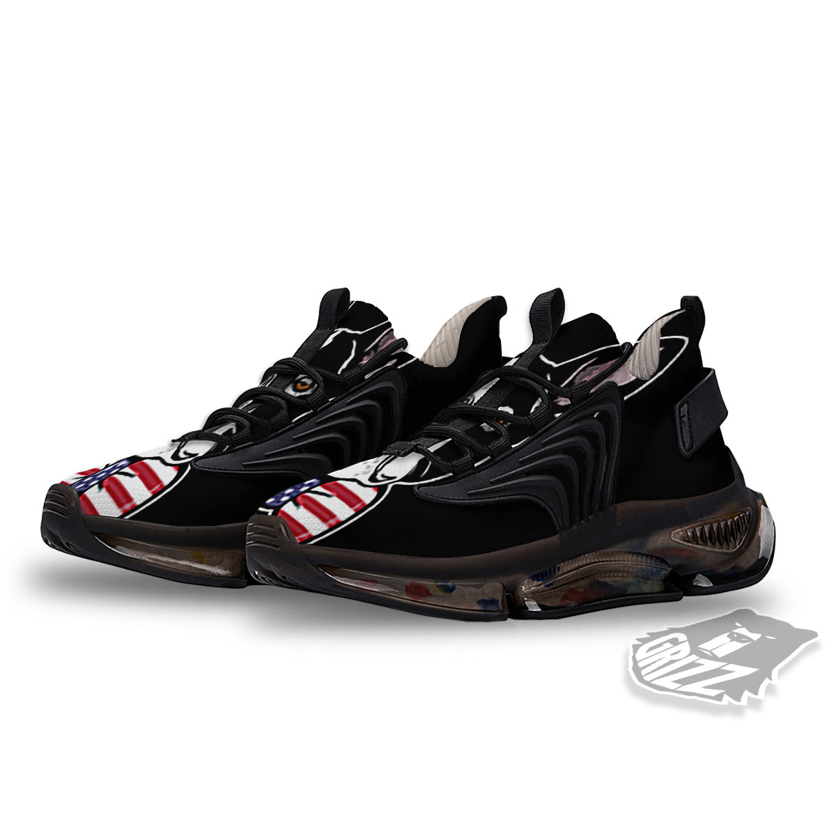 Puppy Faces Boston Terrier Print Black Gym Shoes-grizzshop