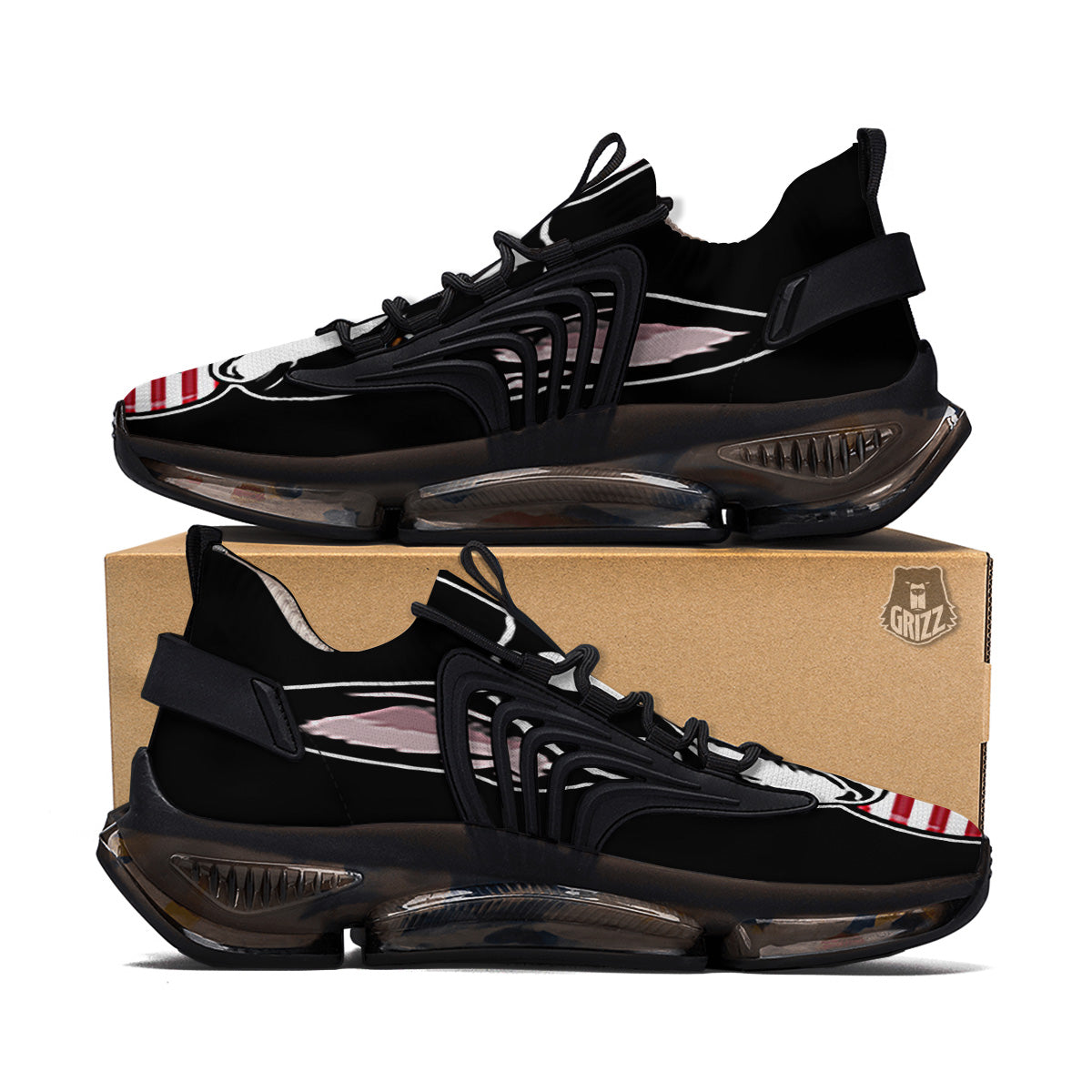 Puppy Faces Boston Terrier Print Black Gym Shoes-grizzshop