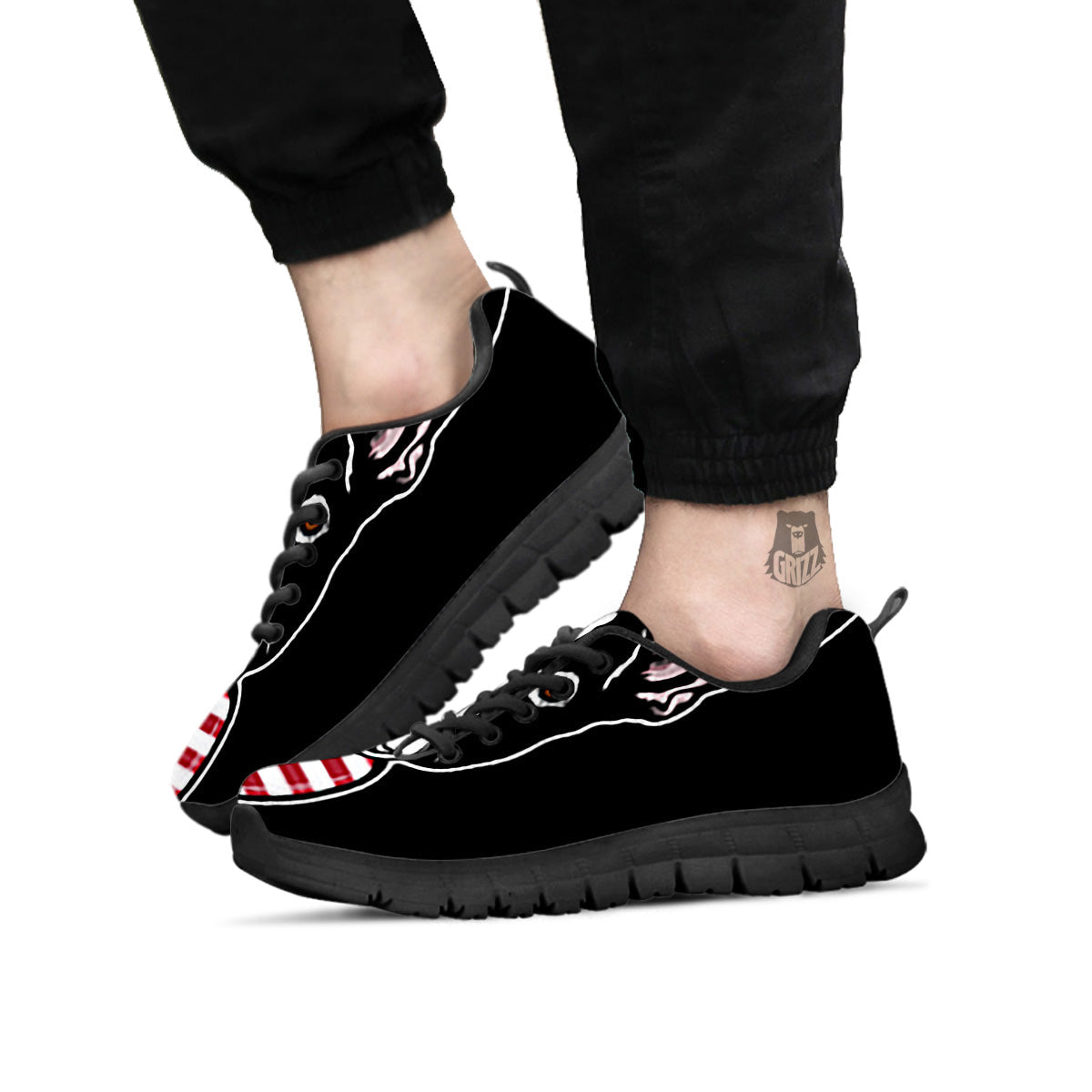 Puppy Faces Boston Terrier Print Black Sneaker-grizzshop