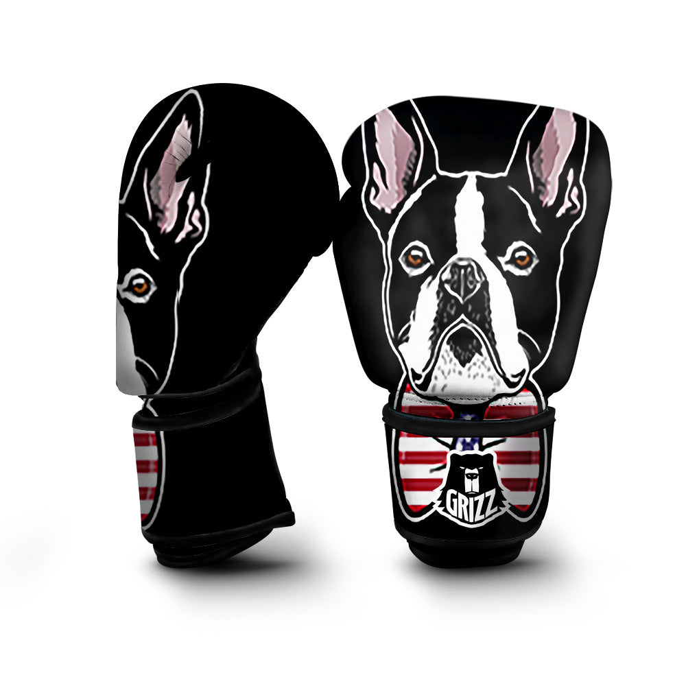 Puppy Faces Boston Terrier Print Boxing Gloves-grizzshop