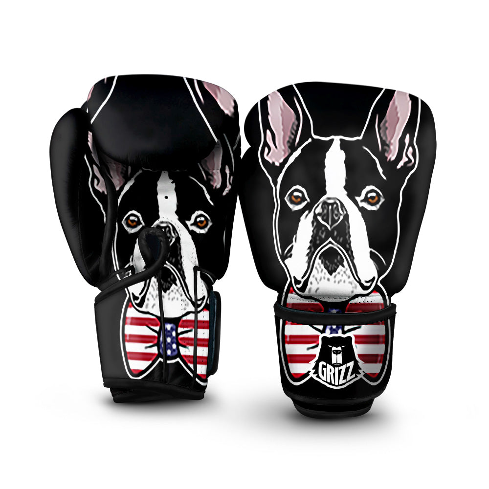 Puppy Faces Boston Terrier Print Boxing Gloves-grizzshop