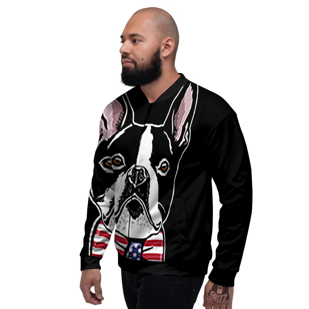 Puppy Faces Boston Terrier Print Men's Bomber Jacket-grizzshop