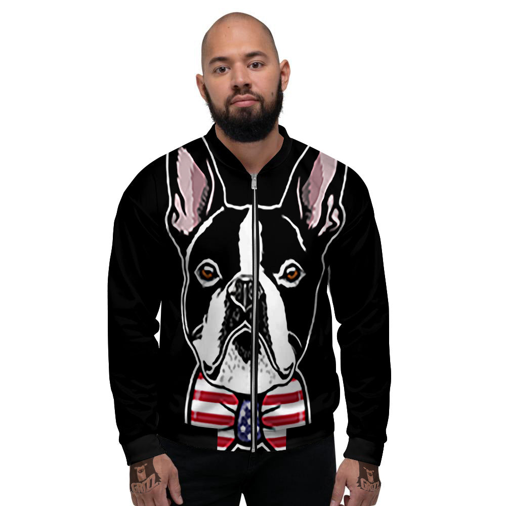 Puppy Faces Boston Terrier Print Men's Bomber Jacket-grizzshop
