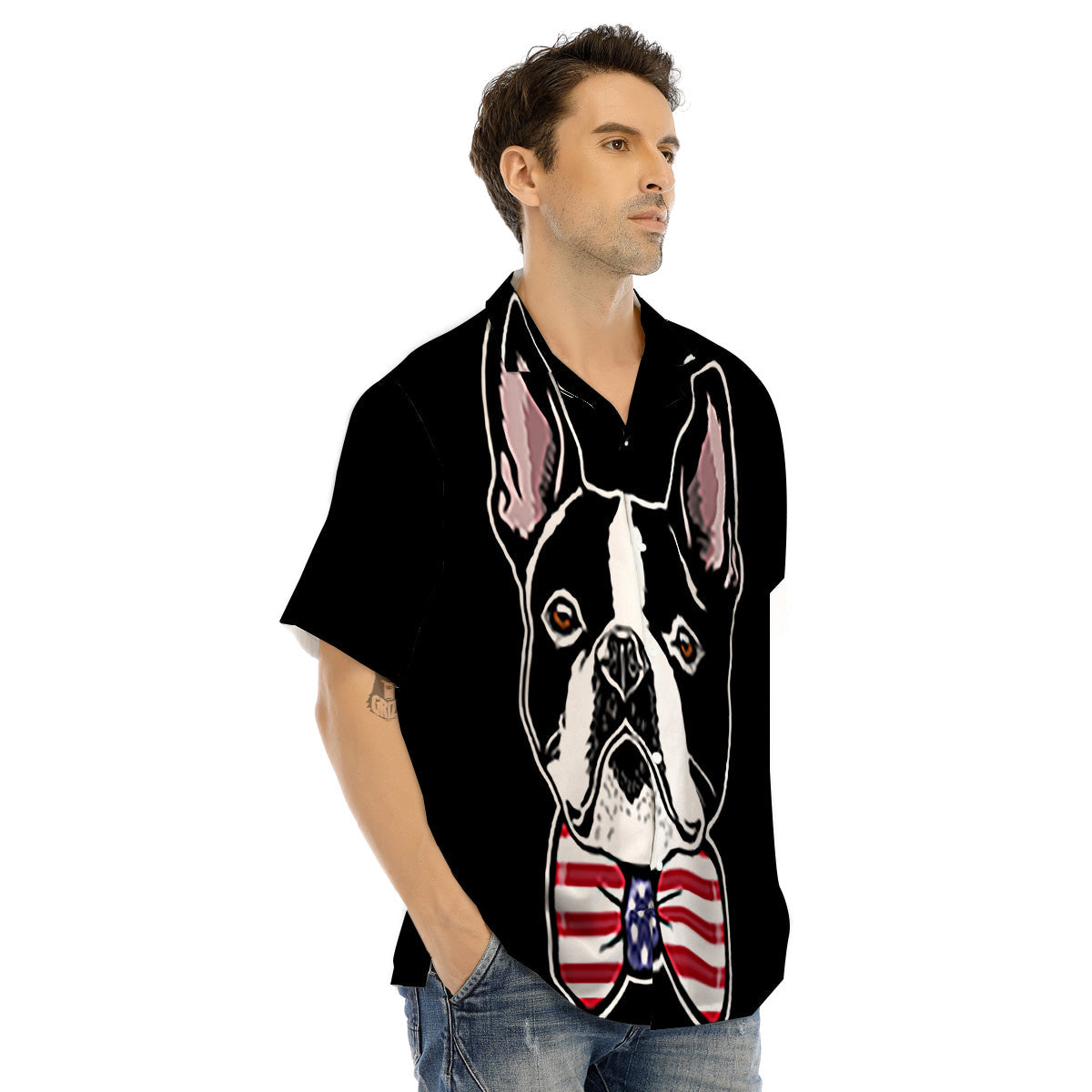 Puppy Faces Boston Terrier Print Men's Hawaiian Shirt-grizzshop