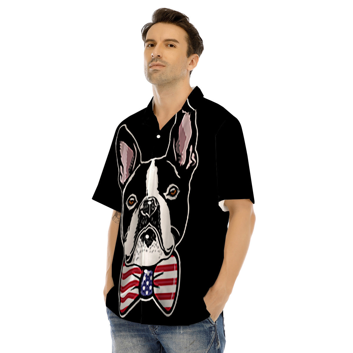 Puppy Faces Boston Terrier Print Men's Hawaiian Shirt-grizzshop