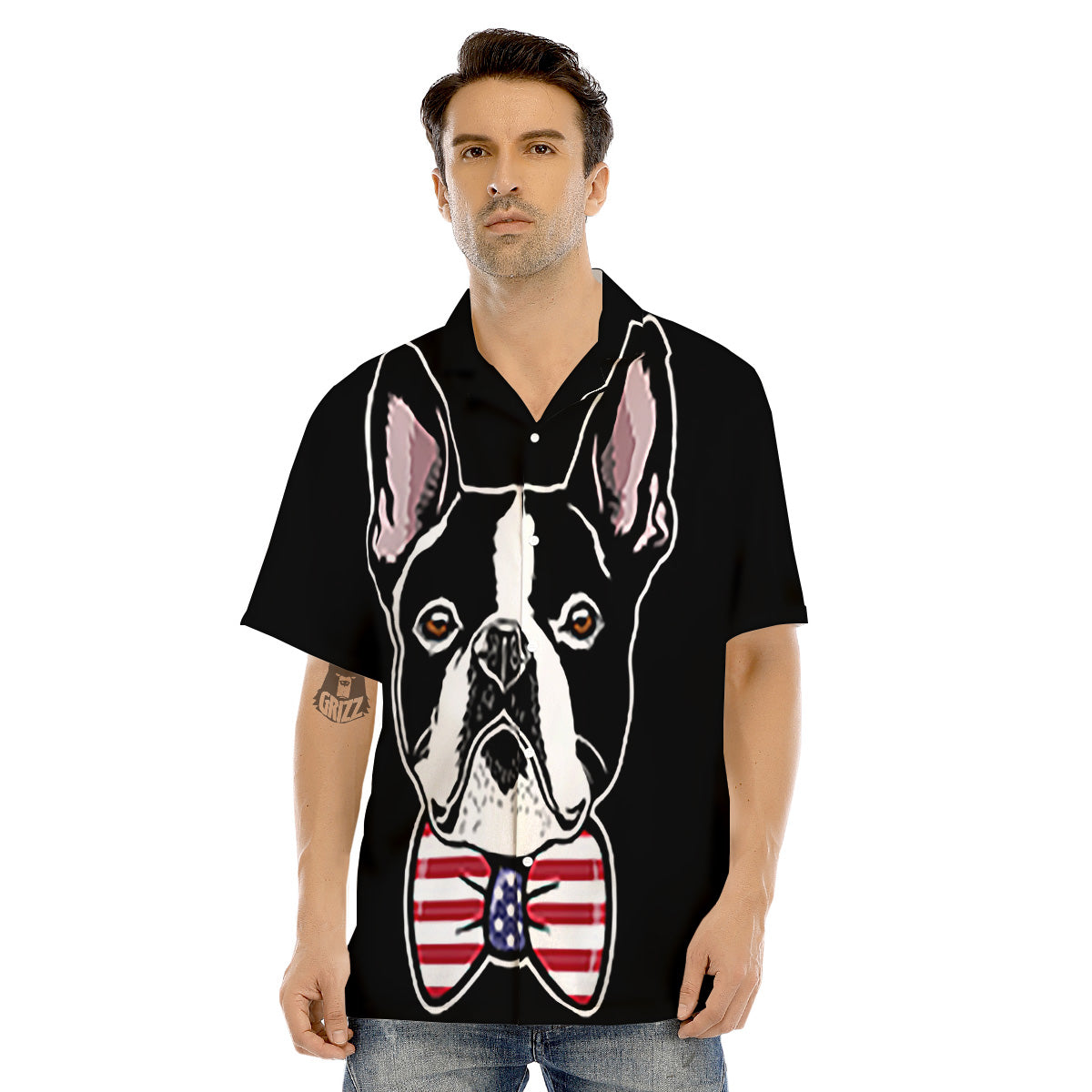 Puppy Faces Boston Terrier Print Men's Hawaiian Shirt-grizzshop