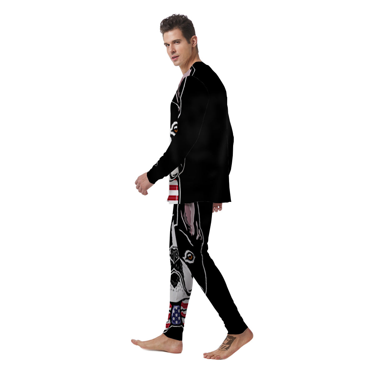 Puppy Faces Boston Terrier Print Men's Pajamas-grizzshop