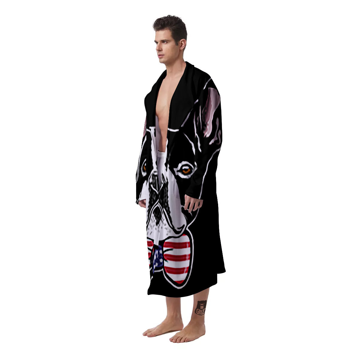 Puppy Faces Boston Terrier Print Men's Robe-grizzshop