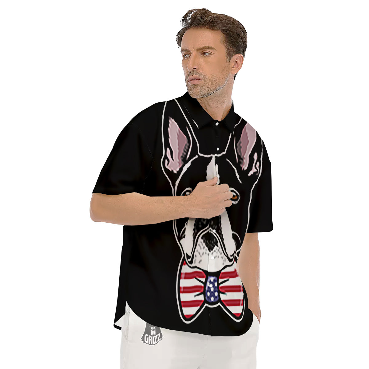 Puppy Faces Boston Terrier Print Men's Short Sleeve Shirts-grizzshop