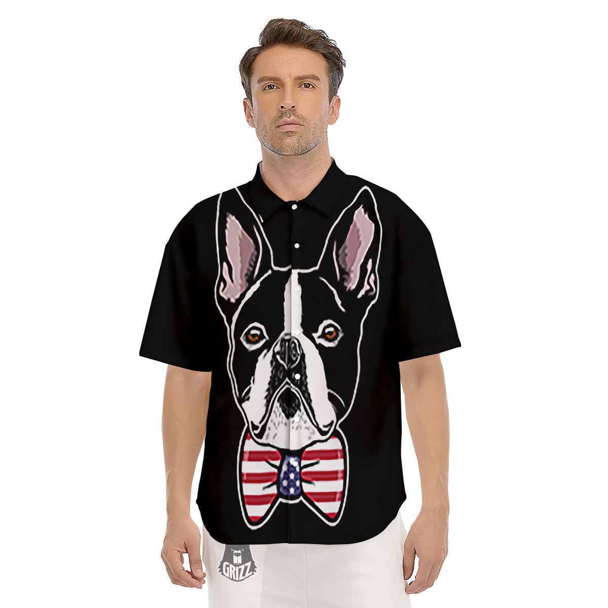 Puppy Faces Boston Terrier Print Men's Short Sleeve Shirts-grizzshop