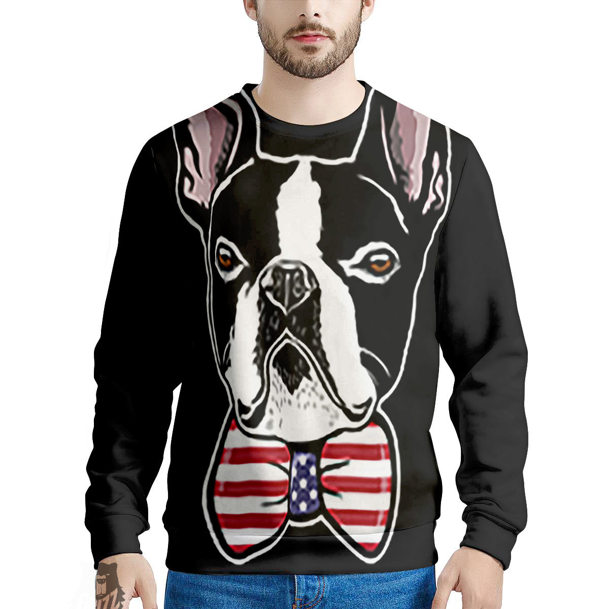 Puppy Faces Boston Terrier Print Men's Sweatshirt-grizzshop