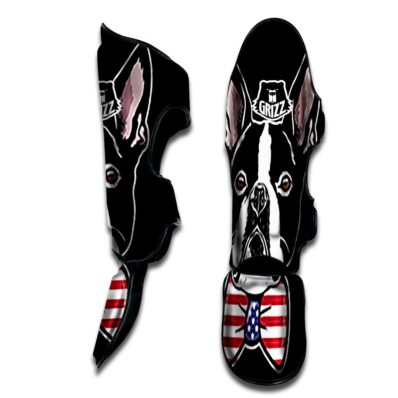 Puppy Faces Boston Terrier Print Muay Thai Shin Guards-grizzshop