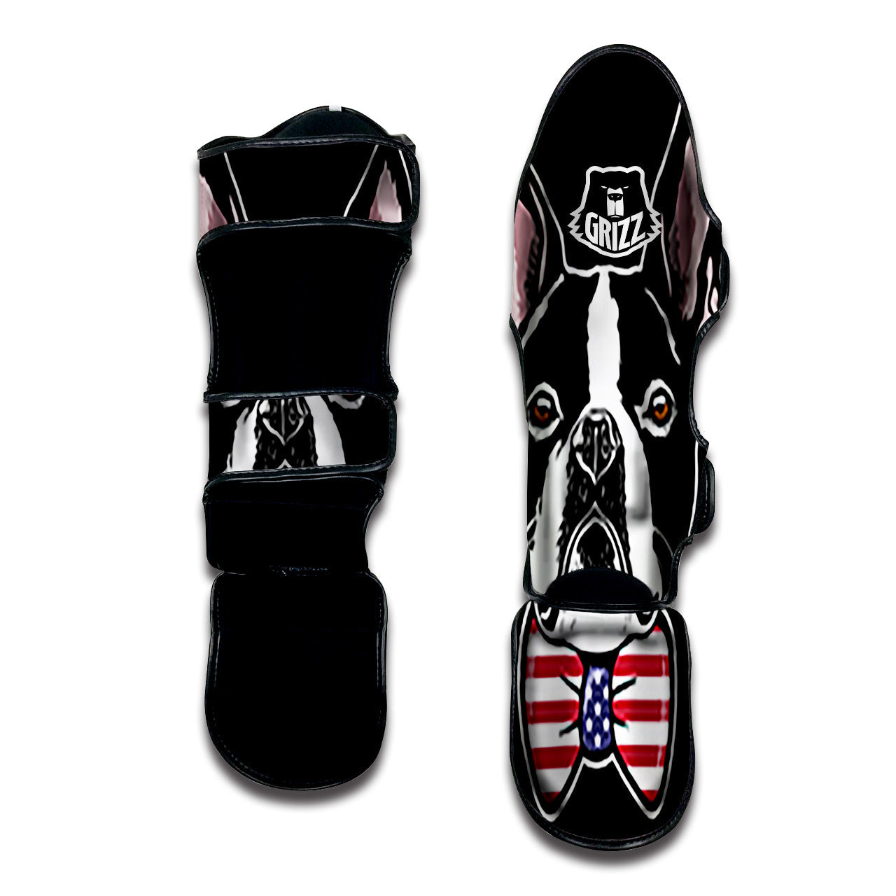 Puppy Faces Boston Terrier Print Muay Thai Shin Guards-grizzshop