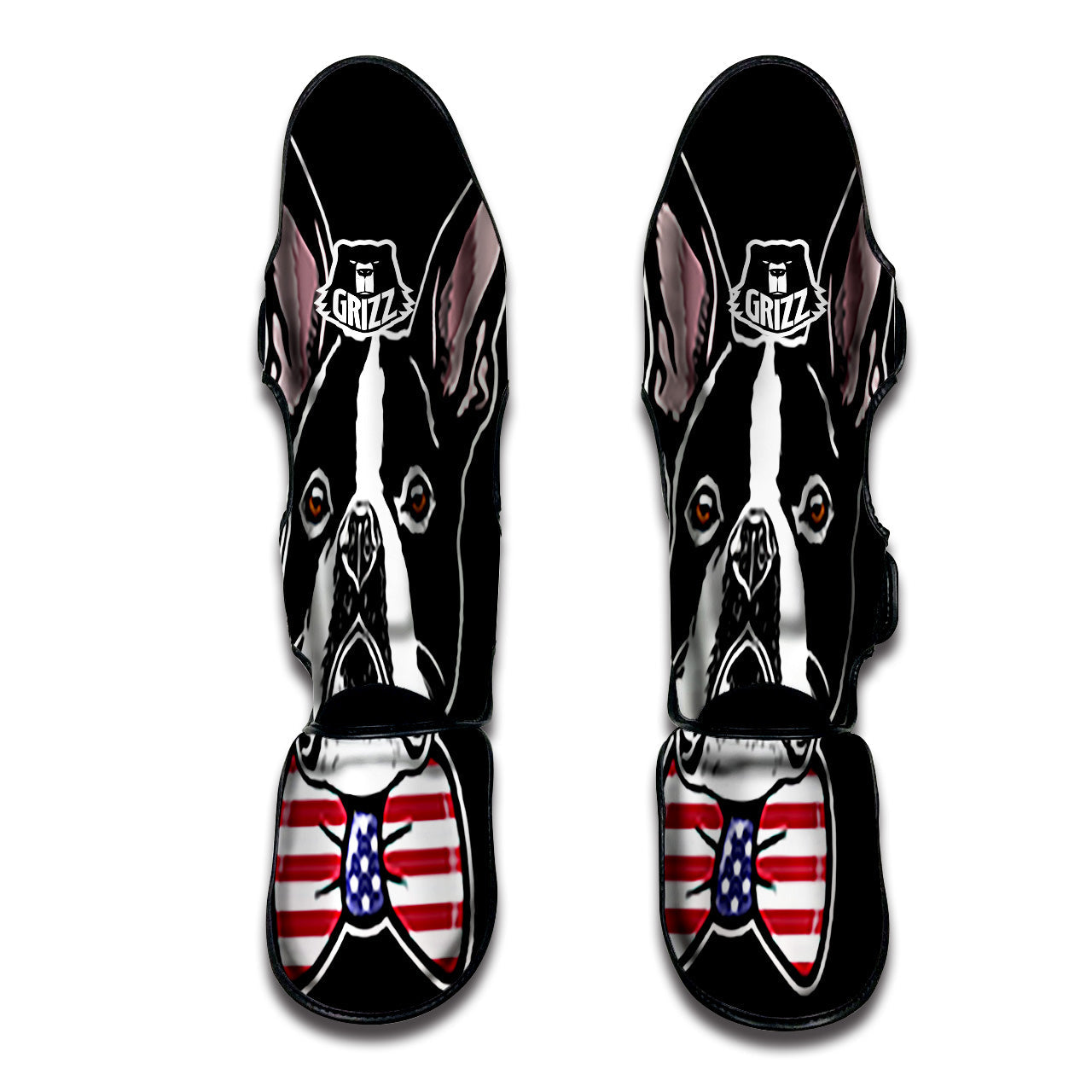 Puppy Faces Boston Terrier Print Muay Thai Shin Guards-grizzshop