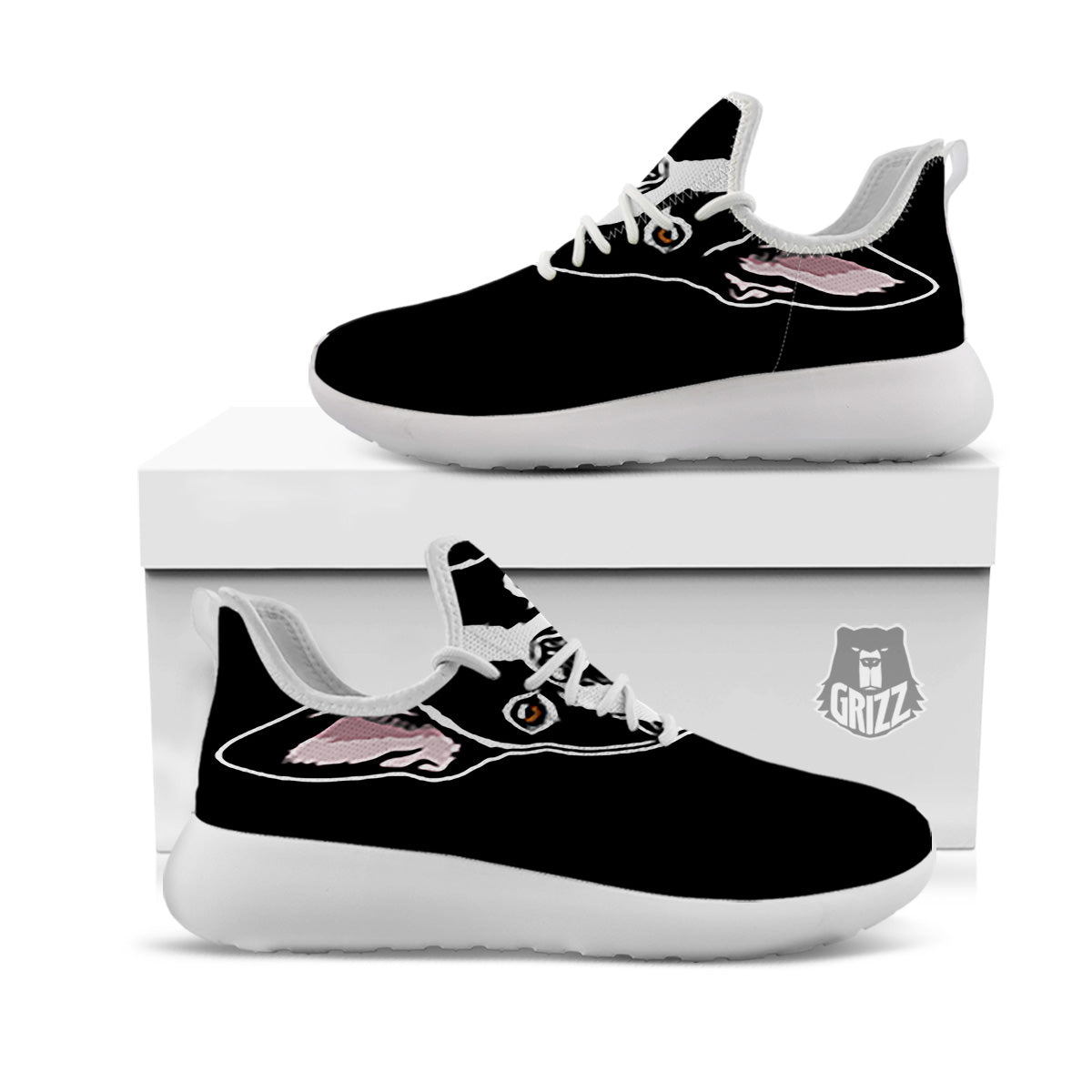 Puppy Faces Boston Terrier Print White Athletic Shoes-grizzshop
