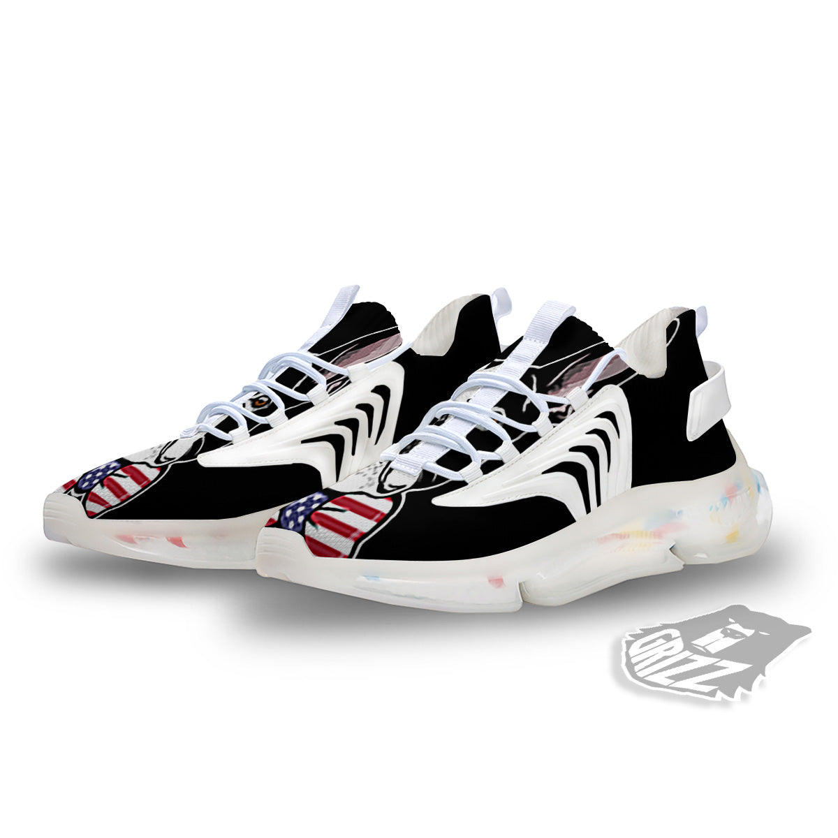 Puppy Faces Boston Terrier Print White Gym Shoes-grizzshop