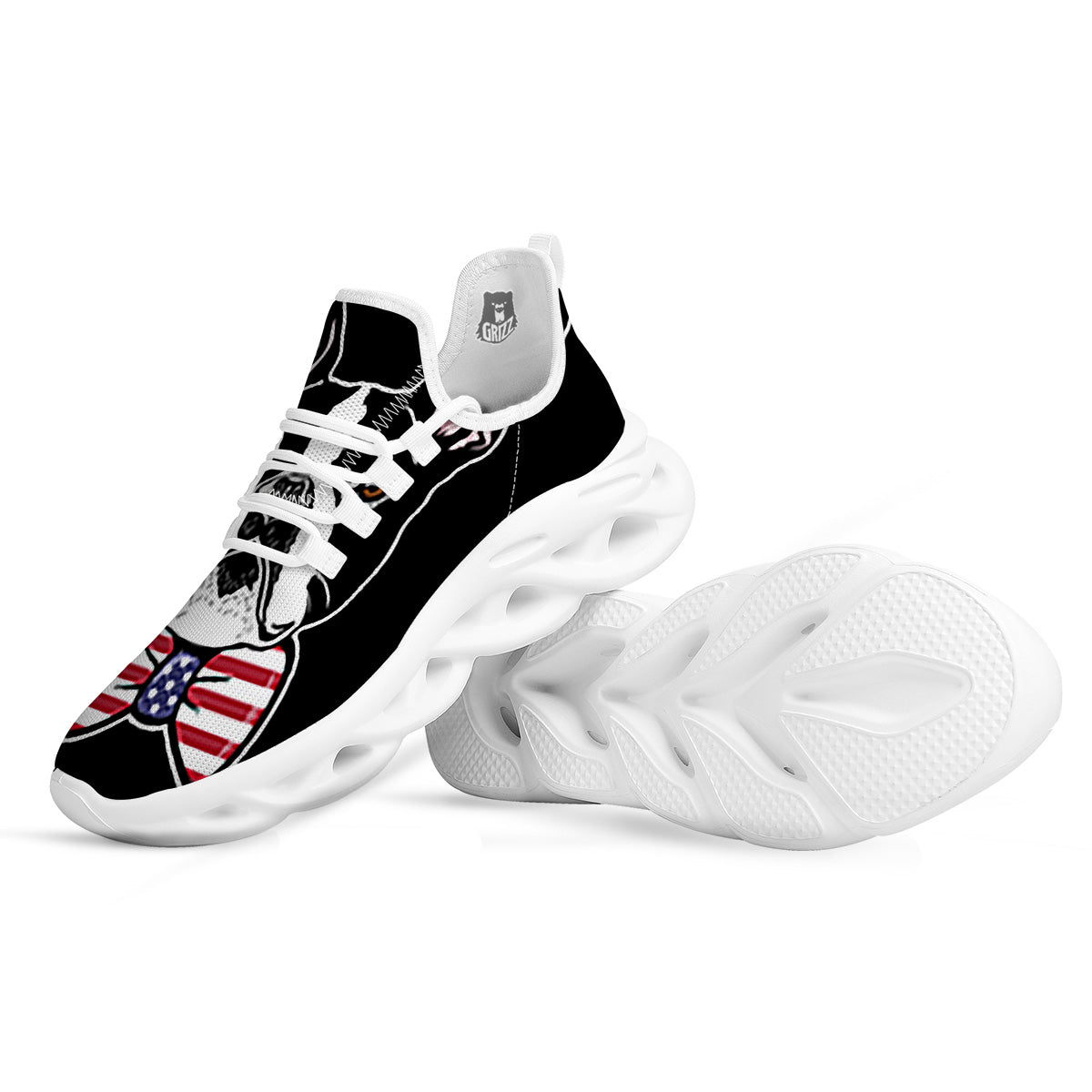 Puppy Faces Boston Terrier Print White Running Shoes-grizzshop