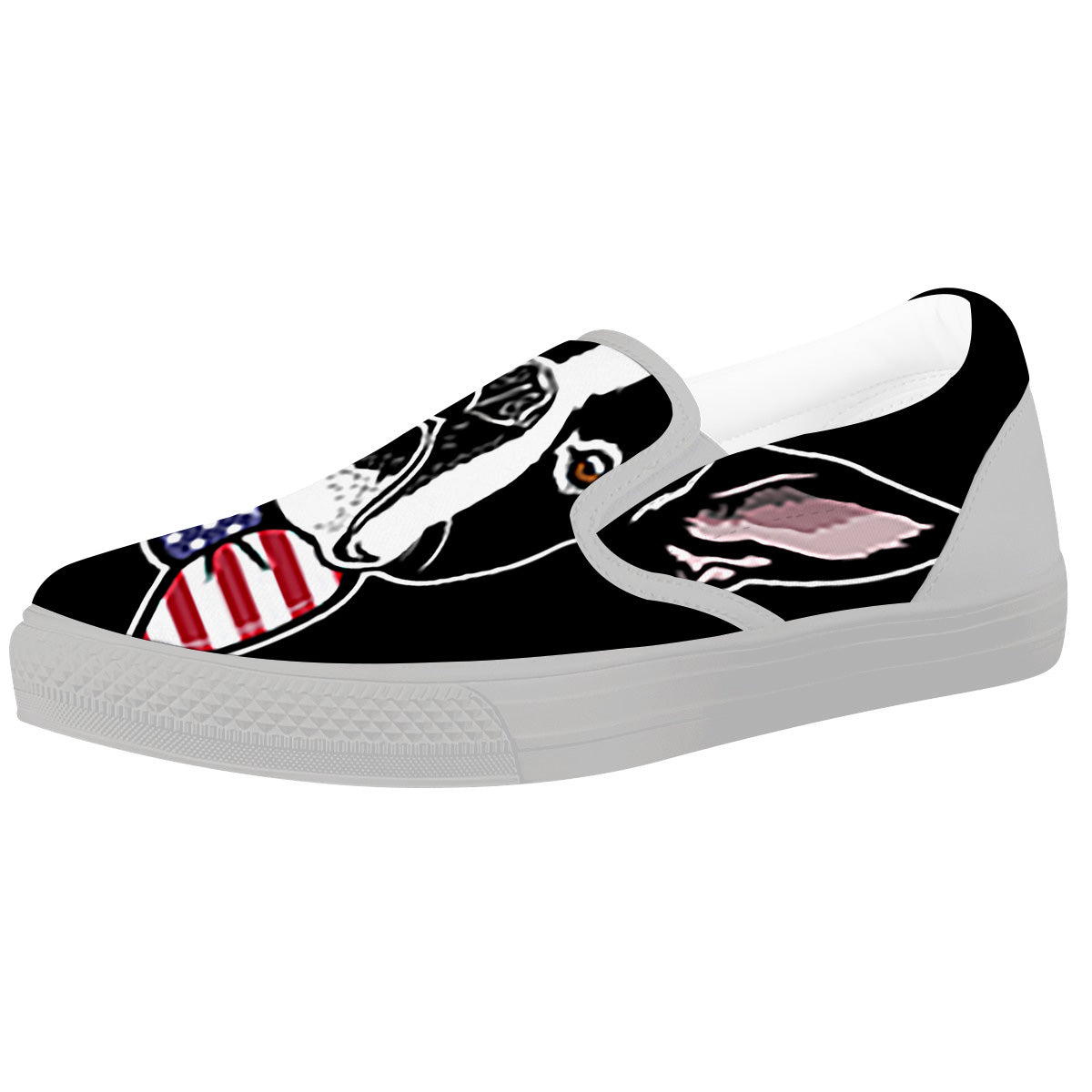 Puppy Faces Boston Terrier Print White Slip On Shoes-grizzshop